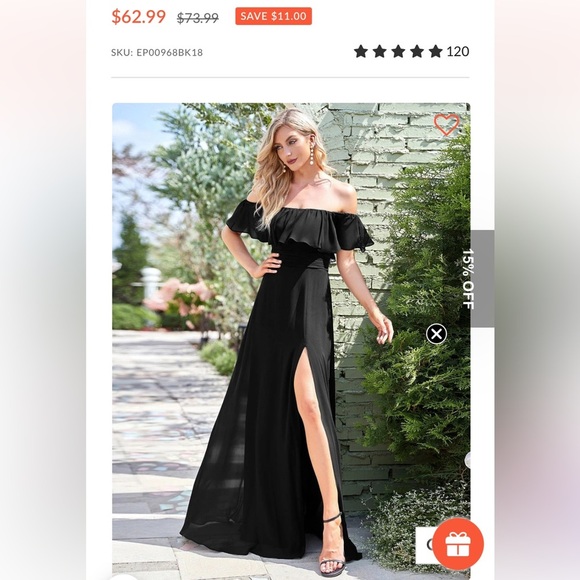 Elegant Black Off-Shoulder Dress new with tags size L (8) - Picture 1 of 5